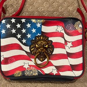 Shariff NEW Patriotic Flag Crossbody Bag with Lion Detail